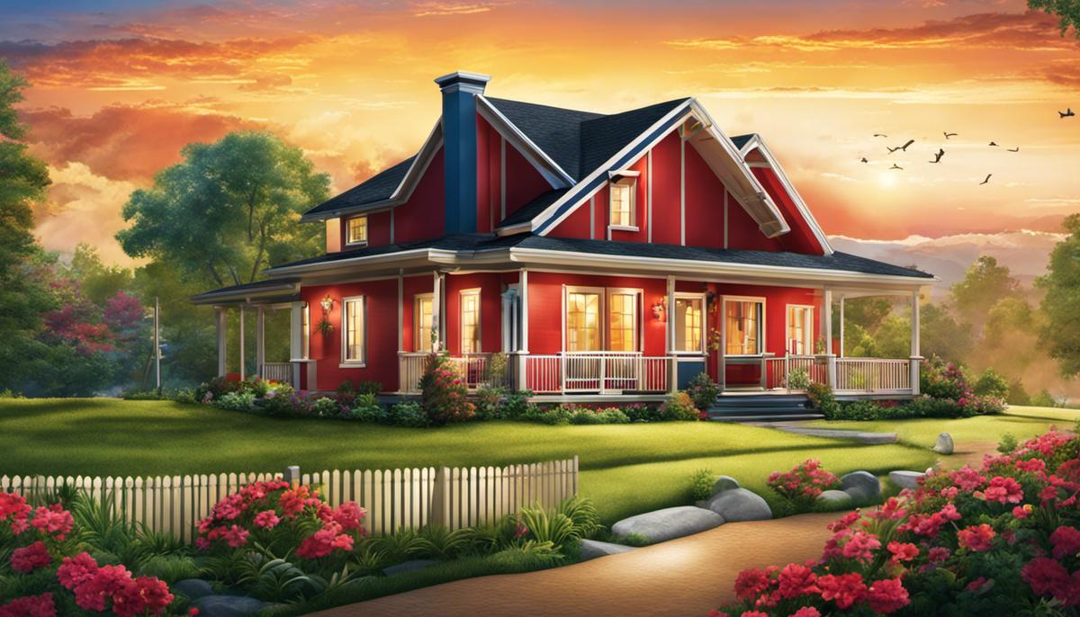 Illustration of a house and land package with a vibrant background and attractive features.